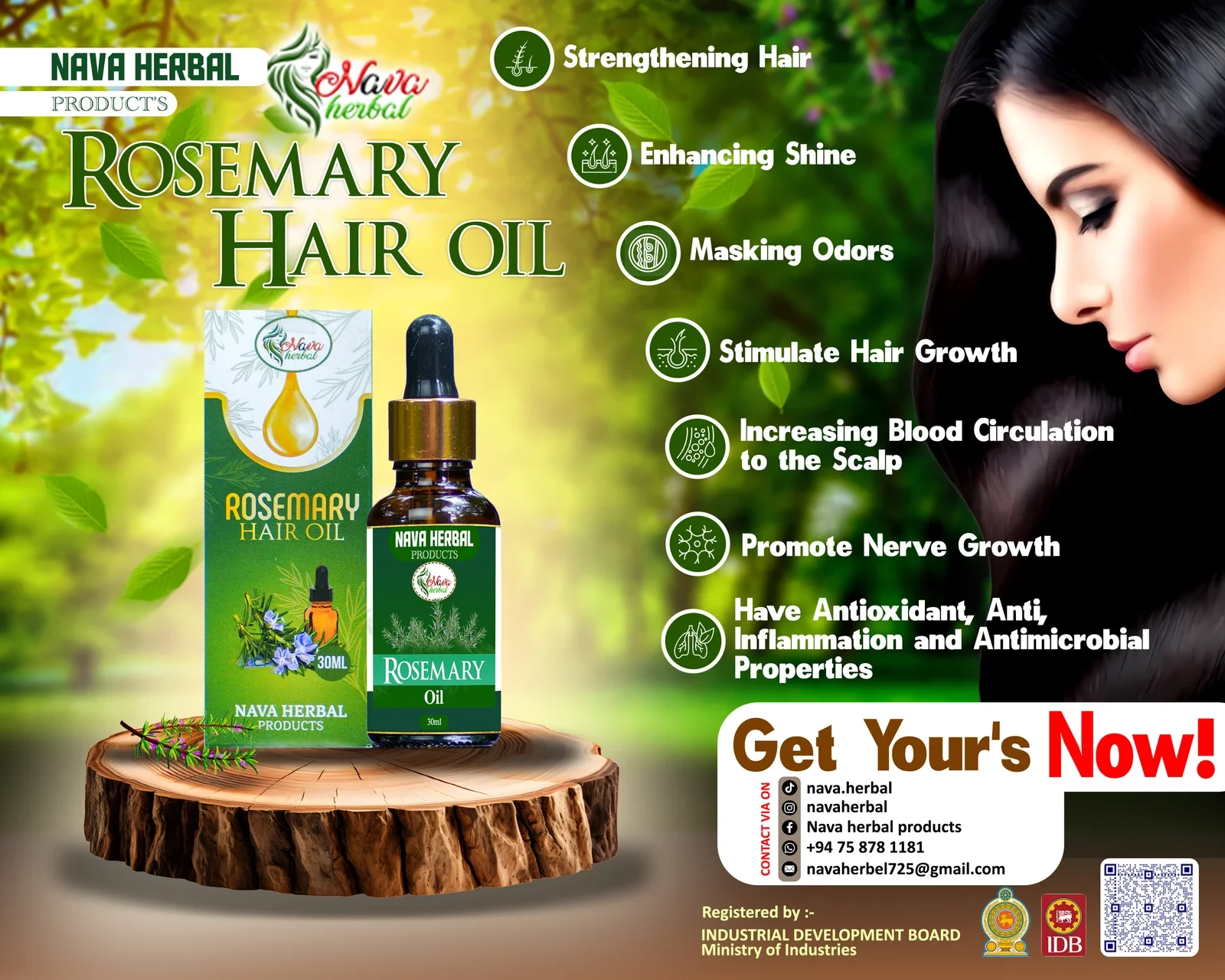 View Nava Herbal Rosemary Hair Serum 30ml – Herbal Hair Strengthening & Growth Serum image