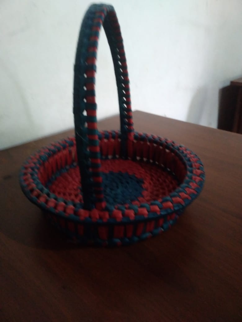 View Handwoven Palm Leaf Round Storage Basket (10" x 3") image