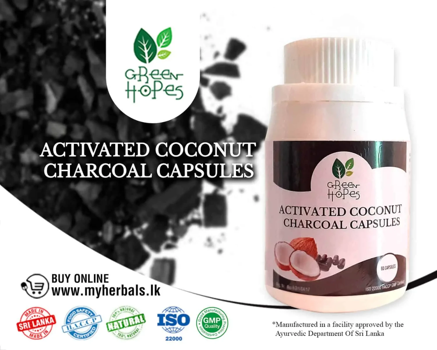 View Activated Coconut Charcoal Capsules - 60 Capsules image