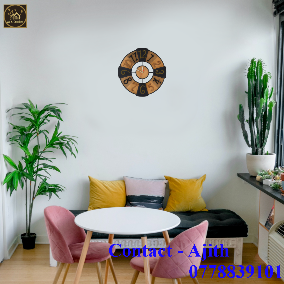 View Handmade Wooden Wall Clock Sri Lanka – Rustic Home Decor for Living Room image