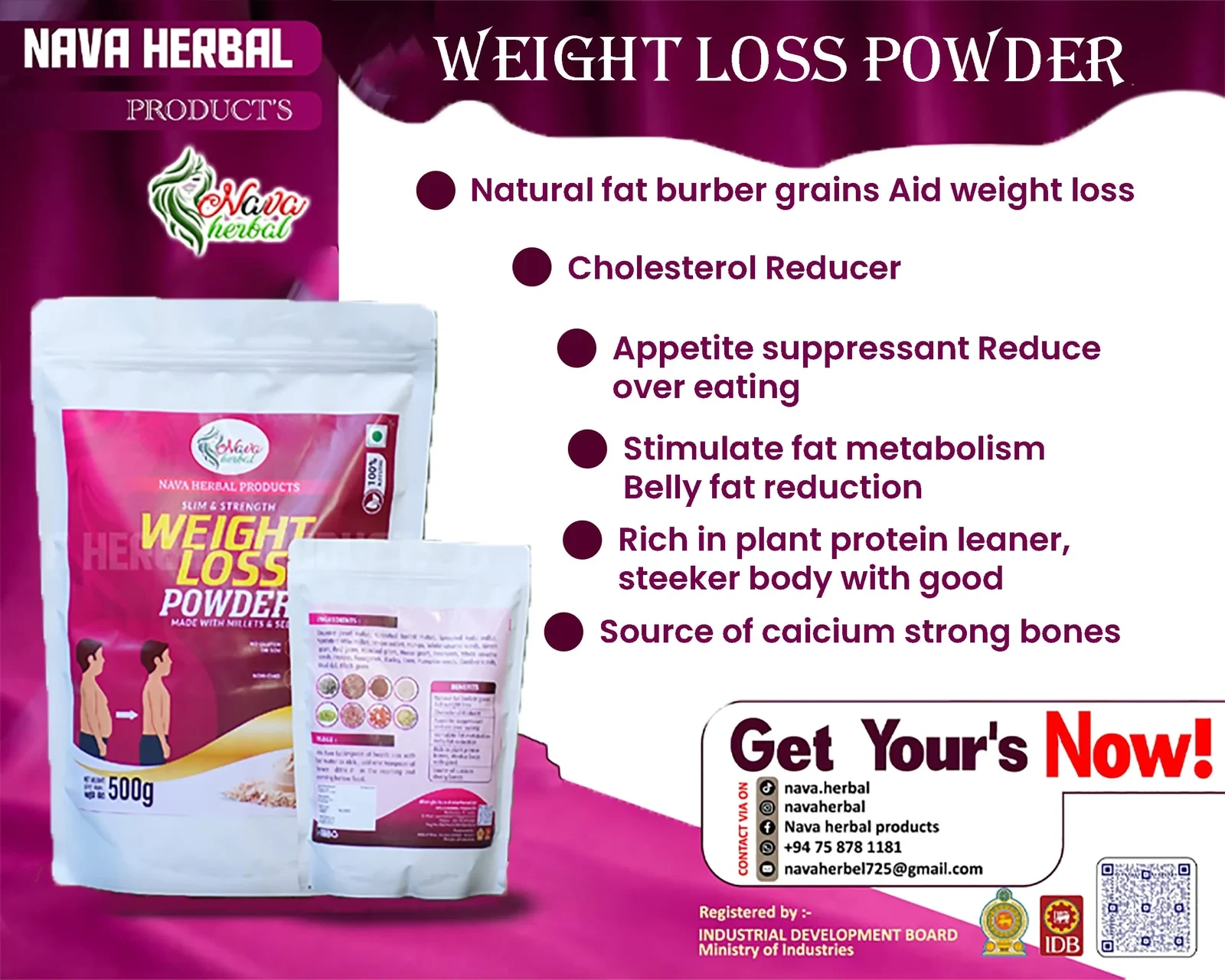 View Nava Herbal Weight Loss Powder 250g – Natural Metabolism & Appetite Control Formula image