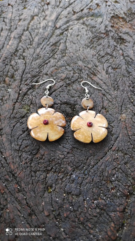Coconut Shell Earrings Flower Shape