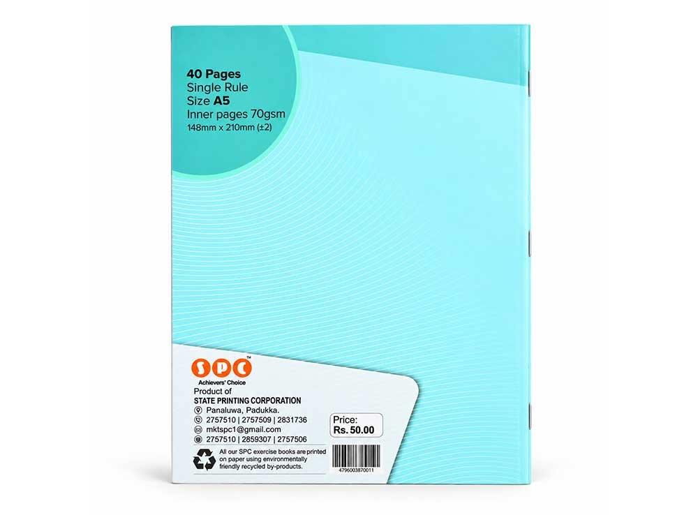 View SPC A5 Exercise Book – 40 Pages, 70 GSM, Single Rule | Rs. 50.00 image